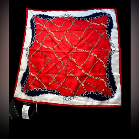 Banana Republic Accessories - Banana Republic Chain Print Scarf in Red and Navy 100% Silk Made in Italy NWT